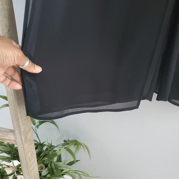 J.S. Edward Black Lightweight Sheer Panel Wide Leg Pants Size 14 - Picture 7 of 10